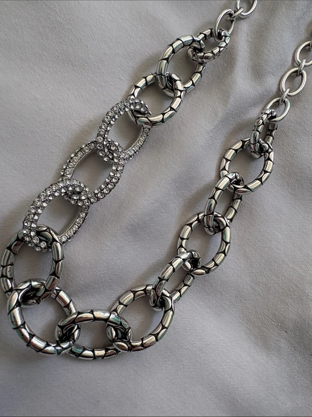 Brighton Silver Necklace with Turquoise Inlay and Crystal Links